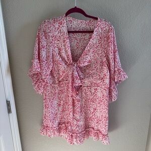 Front Tie Floral Romper